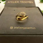 Çift kol balon yüzük taşlı 925 ayar gümüş el yapımı altın kaplama modelleri modern şık