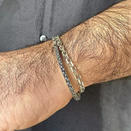 925 ayar gümüş erkek unisex pırlantalı bileklik modelleri hepsi trend moda satın
