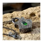 kilit kolye taş mıhlamalı otantik modern tasarım 925 ayar gümüş