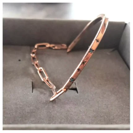 Trend north star kutup yıldızı 925 ayar gümüş el yapımı rose gold kaplama