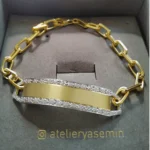 pırlanta taşlı plaka 925 ayar gümüş bileklik modelleri unisex